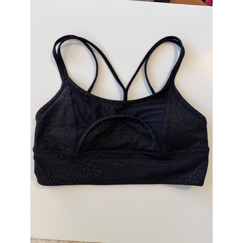 Lululemon Free To Be Serene Bra High Neck Black Embossed Strappy‎ Yoga Size 8